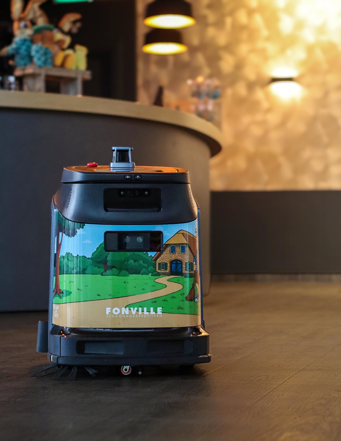 Cleaning robot on a holiday park